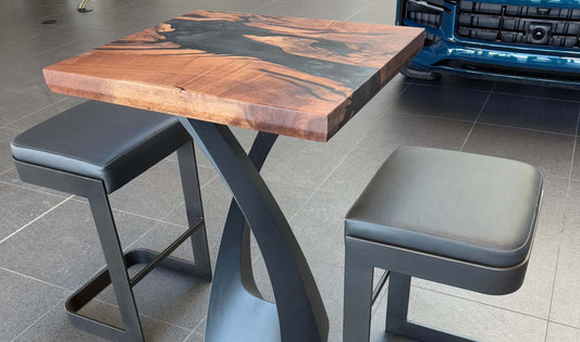 Walnut Bistro Table with Black Epoxy River