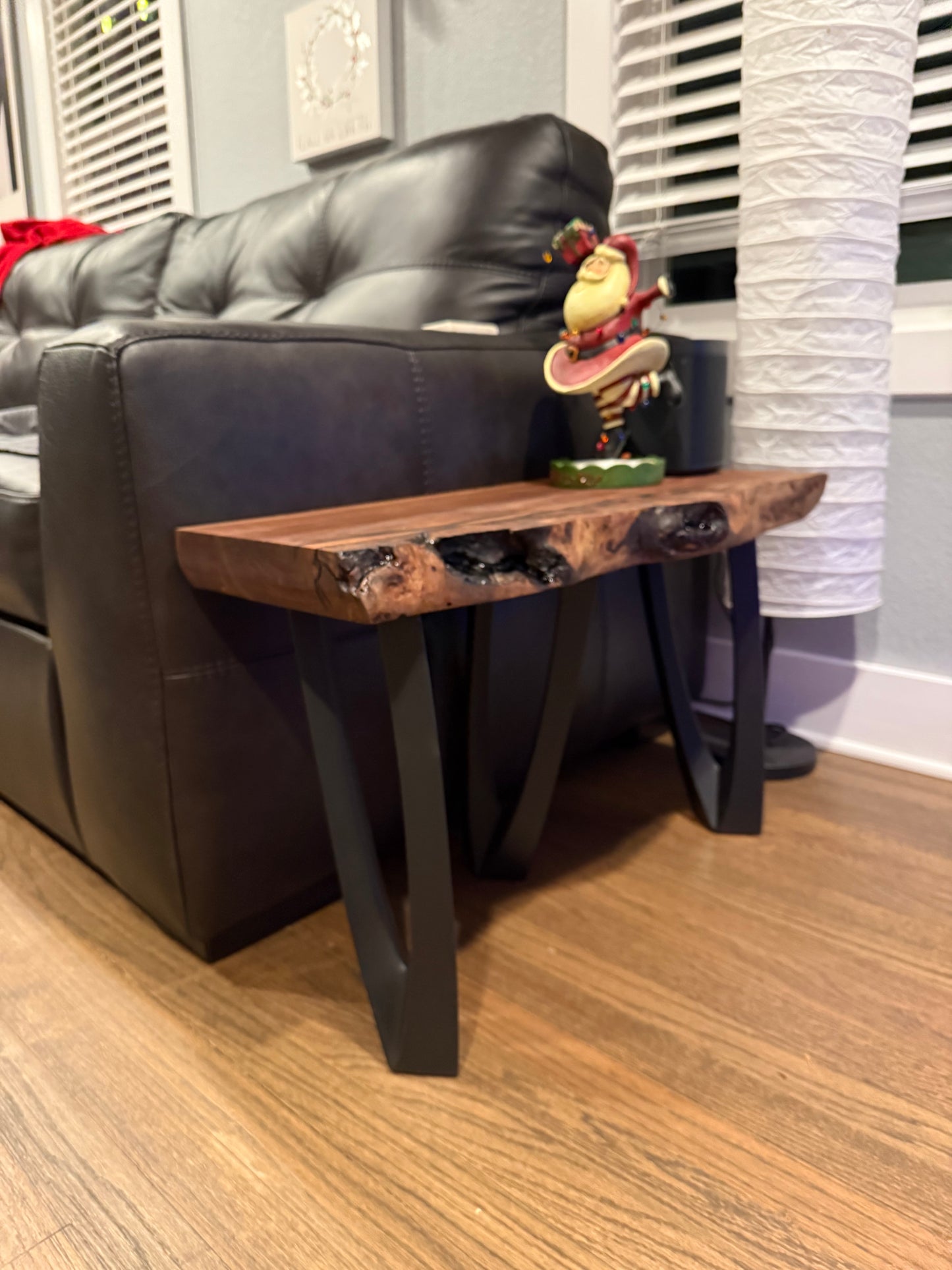 Simple live edge end table black walnut