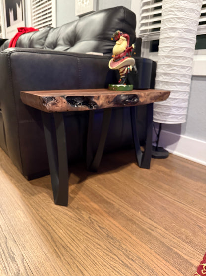 Simple live edge end table black walnut