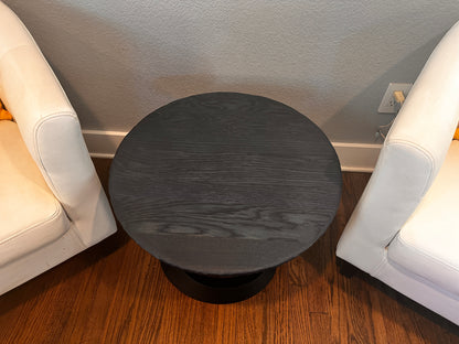 White Oak Round End Table in Indigo Blue