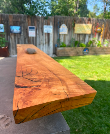 Black Walnut slab with Black Epoxy River and Steel Flowyline Design Legs.