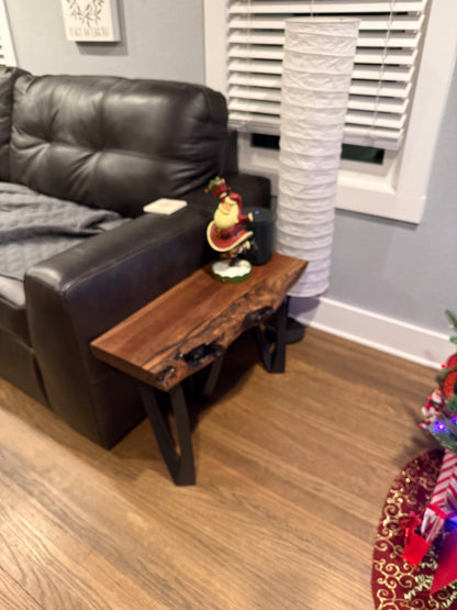 Simple live edge end table black walnut