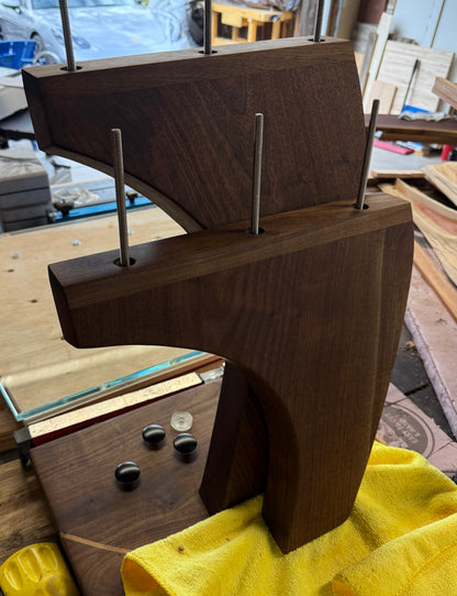 Black Walnut Suspended Glass End Table