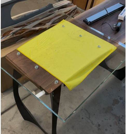 Black Walnut Suspended Glass End Table