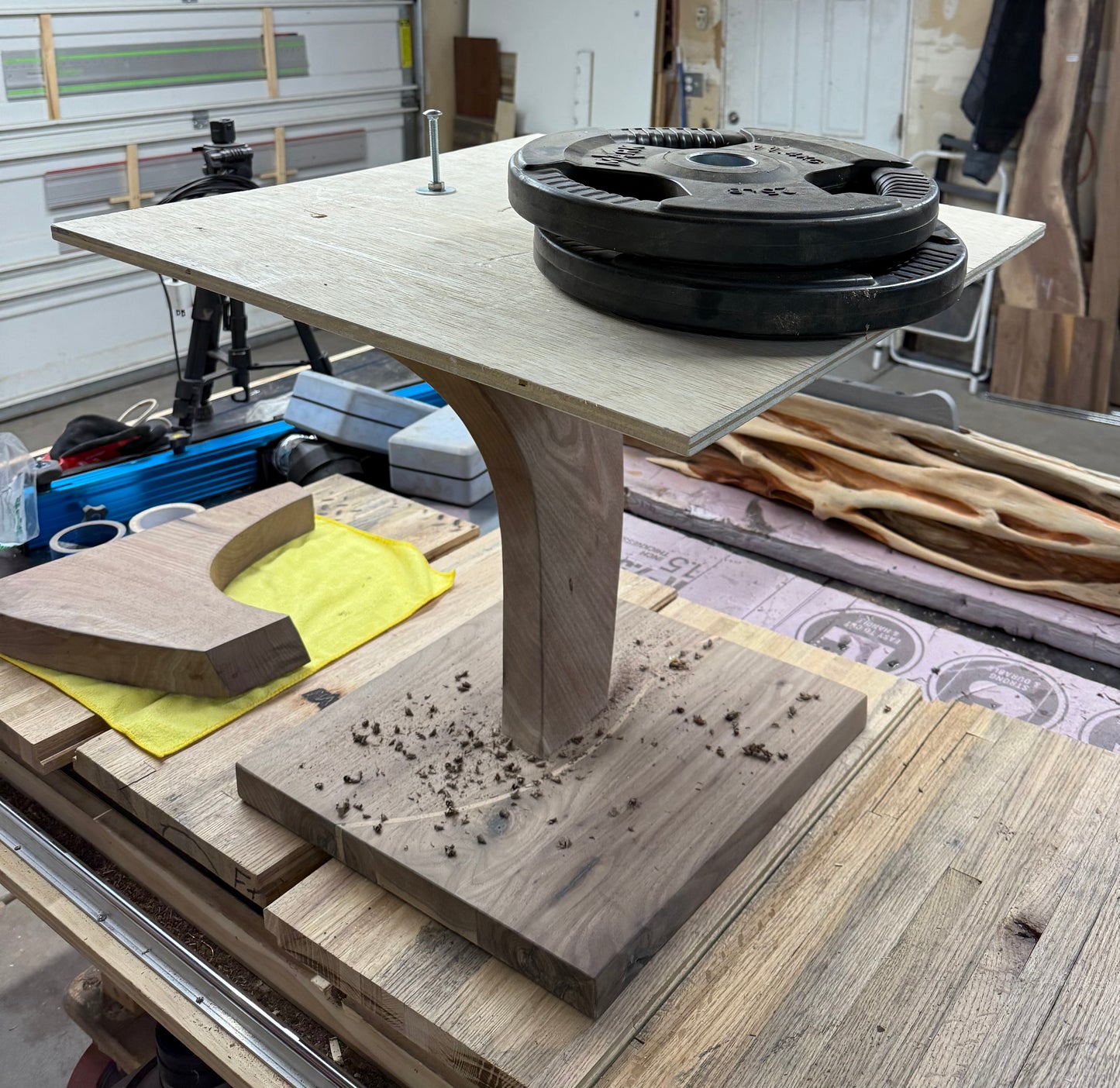 Black Walnut Suspended Glass End Table