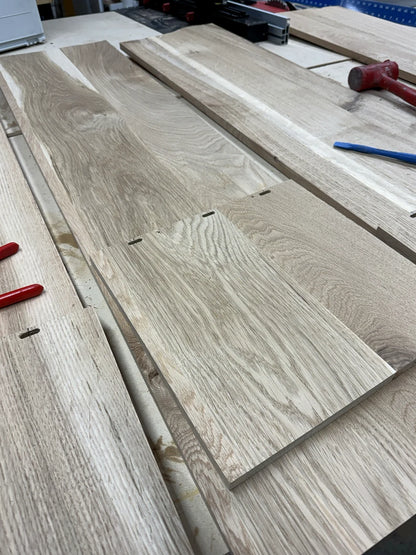 White Oak and Live Edge Walnut Floating Wall and Shelves