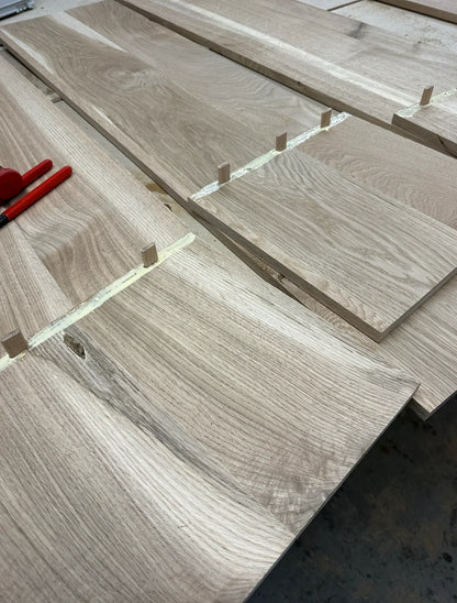White Oak and Live Edge Walnut Floating Wall and Shelves