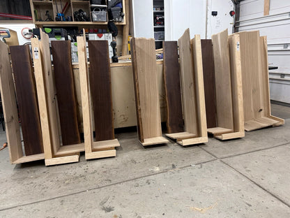 White Oak and Live Edge Walnut Floating Wall and Shelves