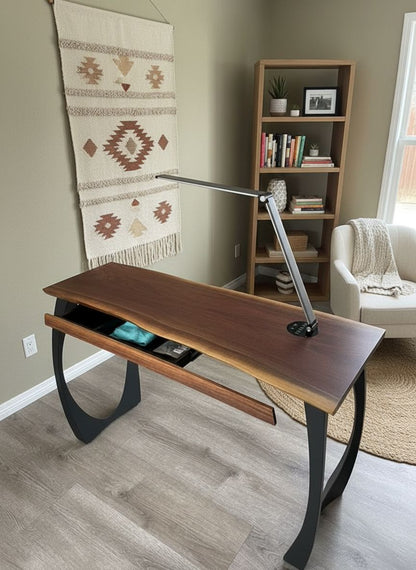 Live Edge Walnut Slab Window Desk