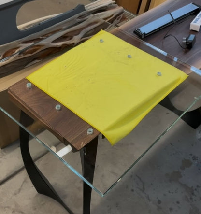 Black Walnut Suspended Glass End Table