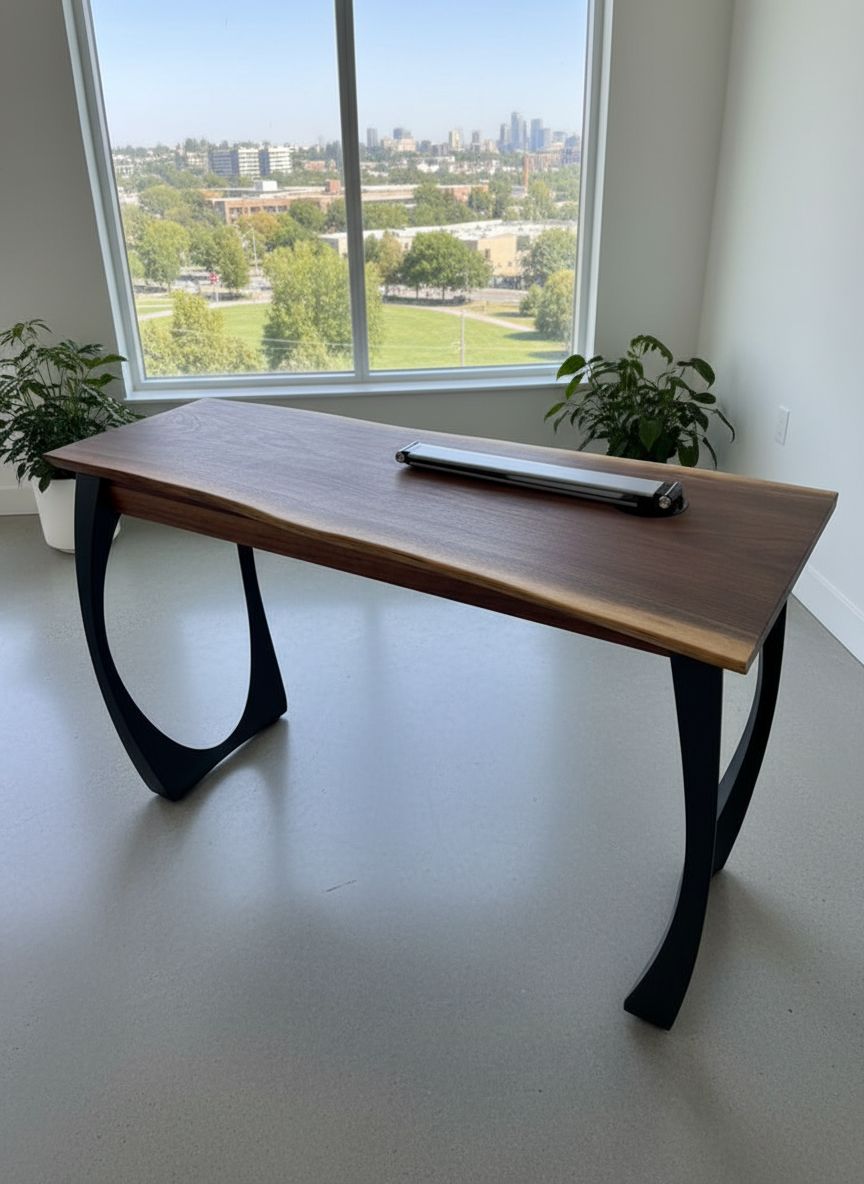 Live Edge Walnut Slab Window Desk