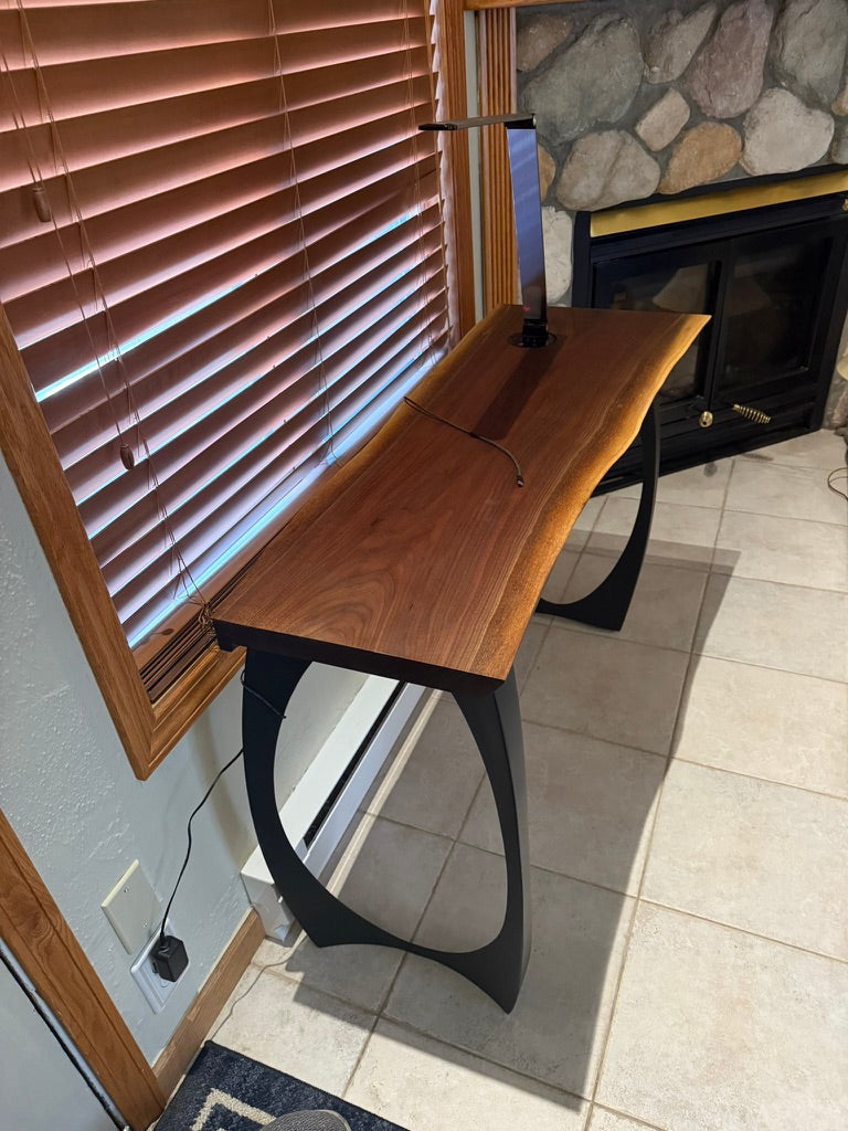 Live Edge Walnut Slab Window Desk