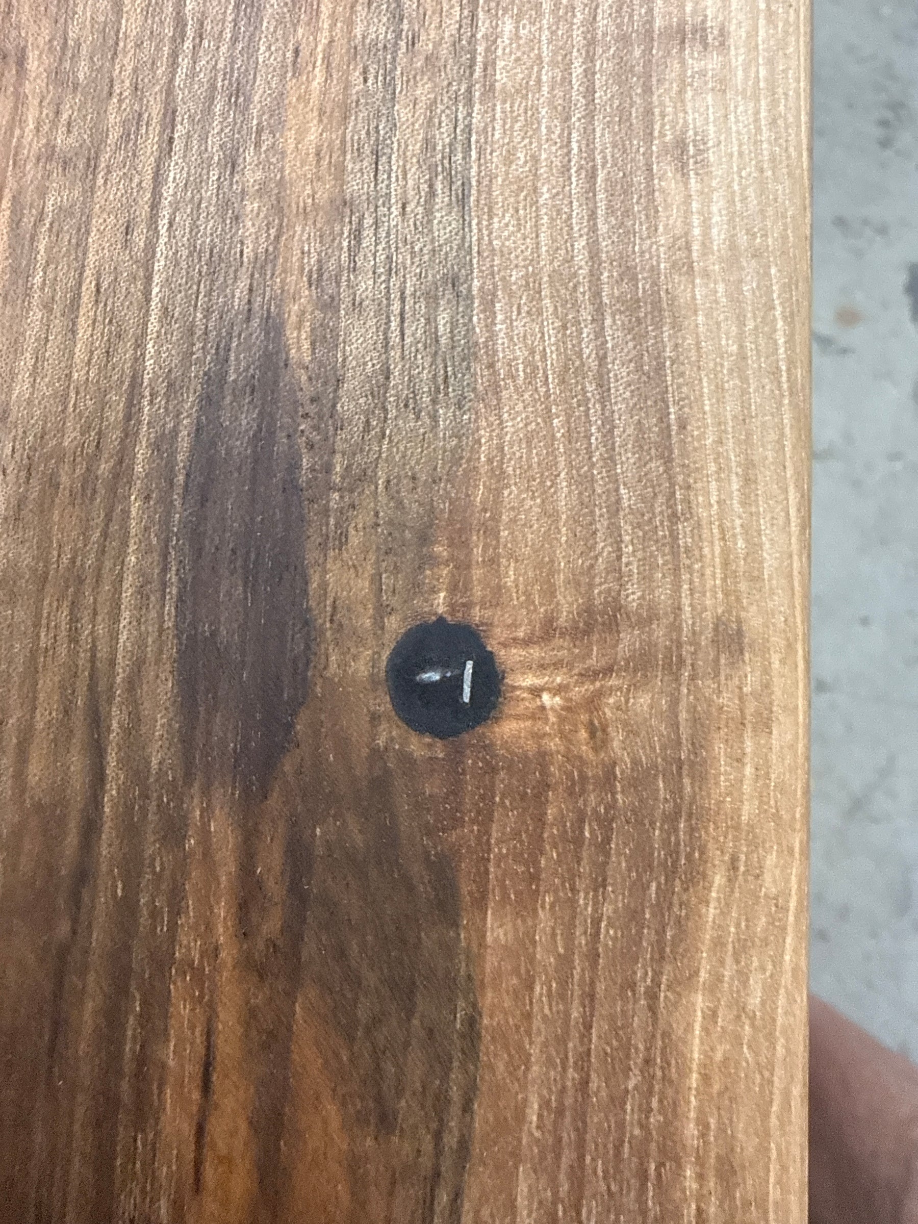Nail embedded in the walnut before its removal